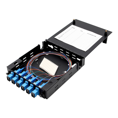 Wall Mount Fiber Enclosure With Splicing Module and 6 Ported SC/UPC LGX Adapter Panel